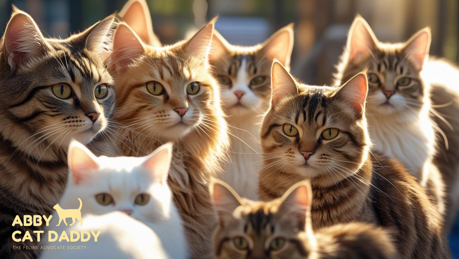 AI Cats sitting and looking at camera